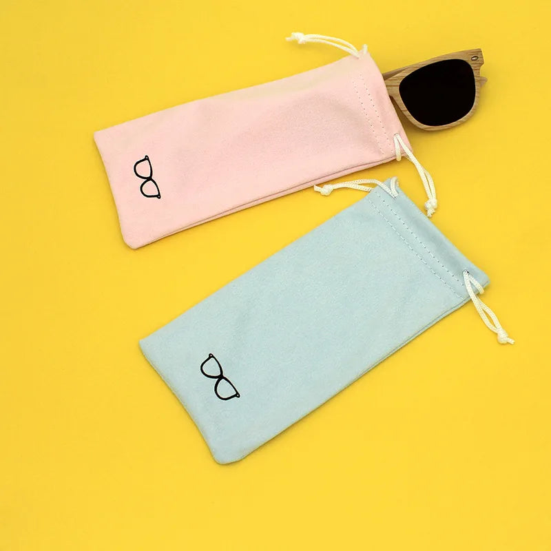 Premium Customized Suede Eyeglass Cloth & Drawstring Storage Bag for Prescription/Sunglasses/Reading Glasses