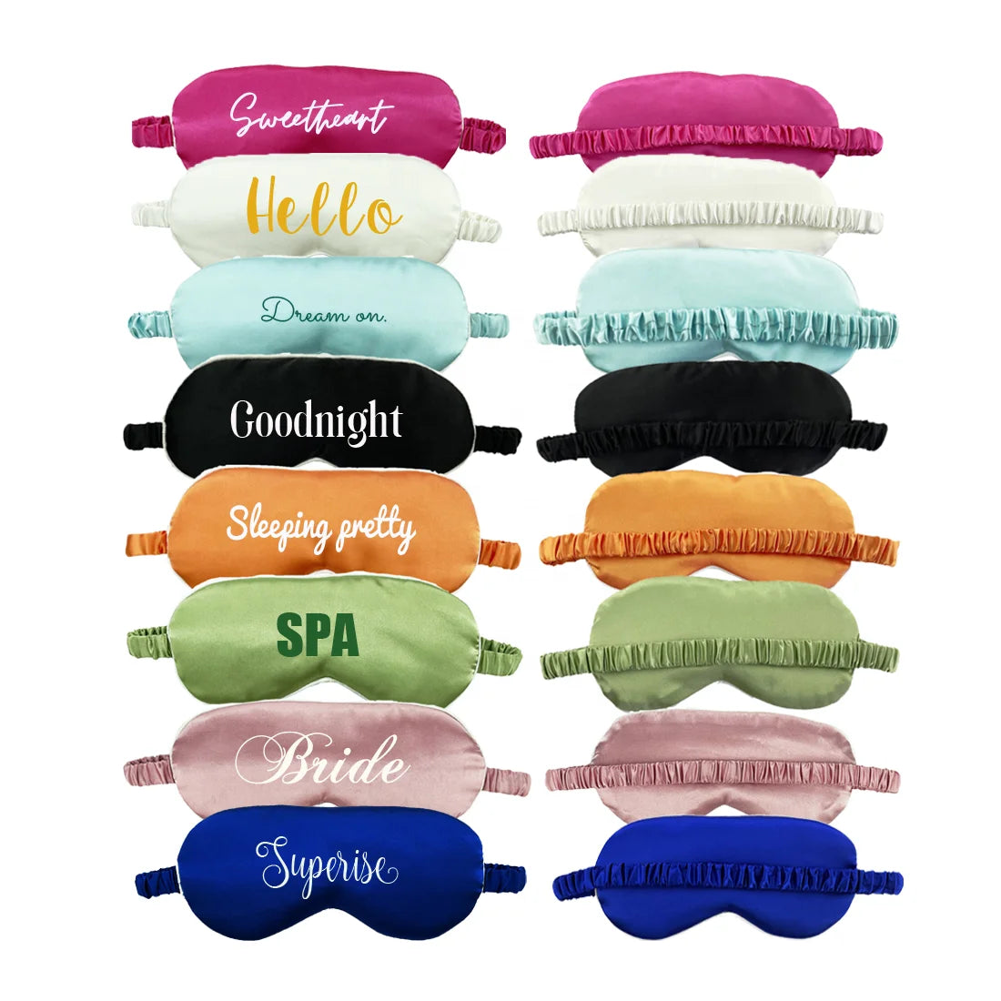 Custom Logo Fashion Eye Mask with Elastic Band Luxury Silk Satin Sleeping Casual Soft Smooth Outdoor Beauty Use All Seasons