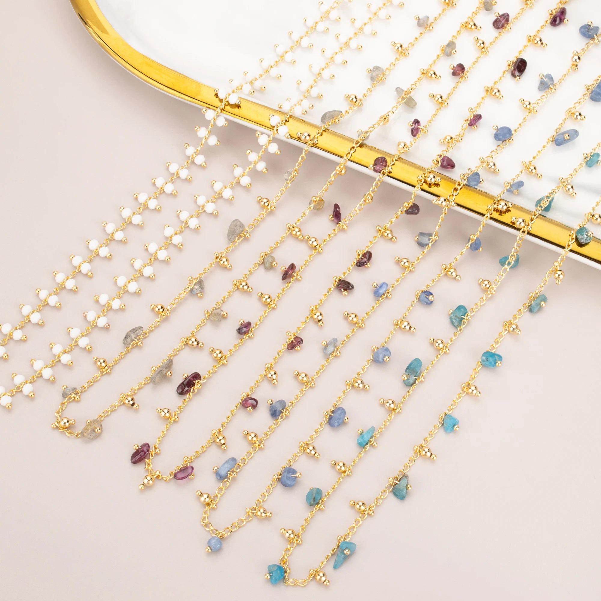 JN03 Fashion Jewelry Necklace 18K Gold Plated Copper with Natural Stone Handmade Nickel Free One Piece Lot Packed in Bag