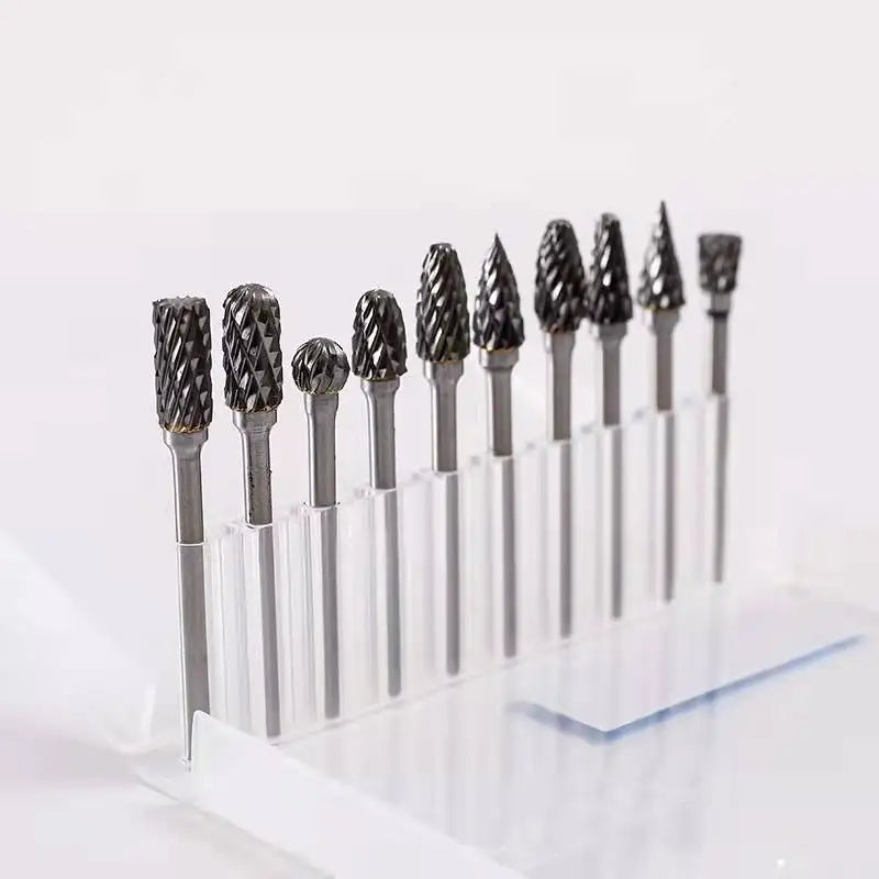 Factory Direct Sale 3mm Shank Diameter and 6mm Flute Diameter Burrs 10 Pcs Different Rotary File Set