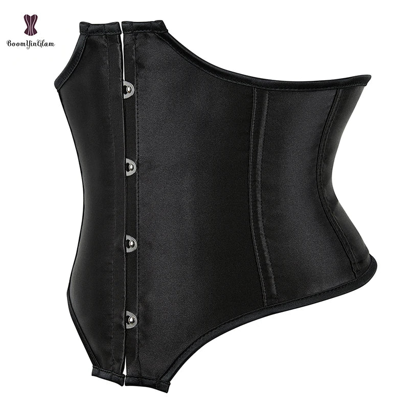 Simple Outfit Clothes Lace up Boned Burlesque Korset Women's Underbust Corset Top Satin Waist Trainer Bustier With 4 Busks
