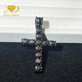 Hip Hop Sterling Cross Pendants Jesus Moissanite Diamond Vvs 925 Silver with Black Plated 5MM Black Moissanite Cross Pendant