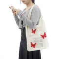 Summer New Design Mesh Beach Bag for Women Hobo Knitted Shoulder Tote Two Handles Open Portable Daily Shopping Bag Lady Fashion