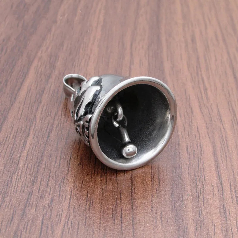 Car Biker Motorcycle Bell Key Chain Heart Cross Feather Wings Angel Bell Key Chain Necklace for Good Luck on the Road Guardian