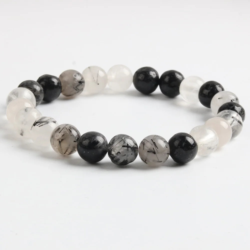 Wholesale Black Trendy Jewelry Tourmilated Quartz Fashion Charms Bracelet Gemstone for Women Gift