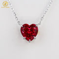 Luxury Shining 18K Gold Ruby Heart Diamond Pendant Necklace Bling Bling Color Gemstone Custom Smart Necklace