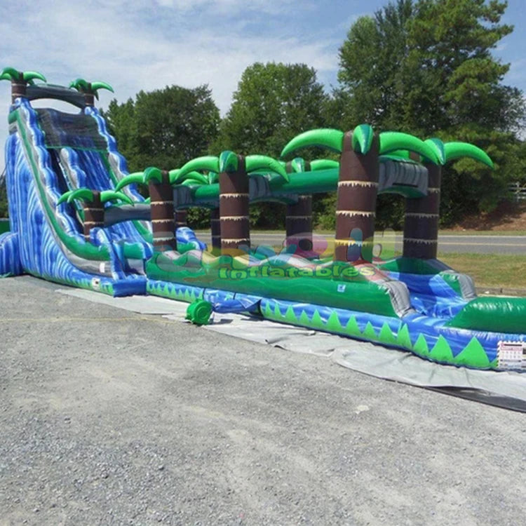 27ft Commercial Grade Tropical Party Fun Waterslide Kids Adults Bounce House Outdoor Inflatable Water Slide for Swimming Pools