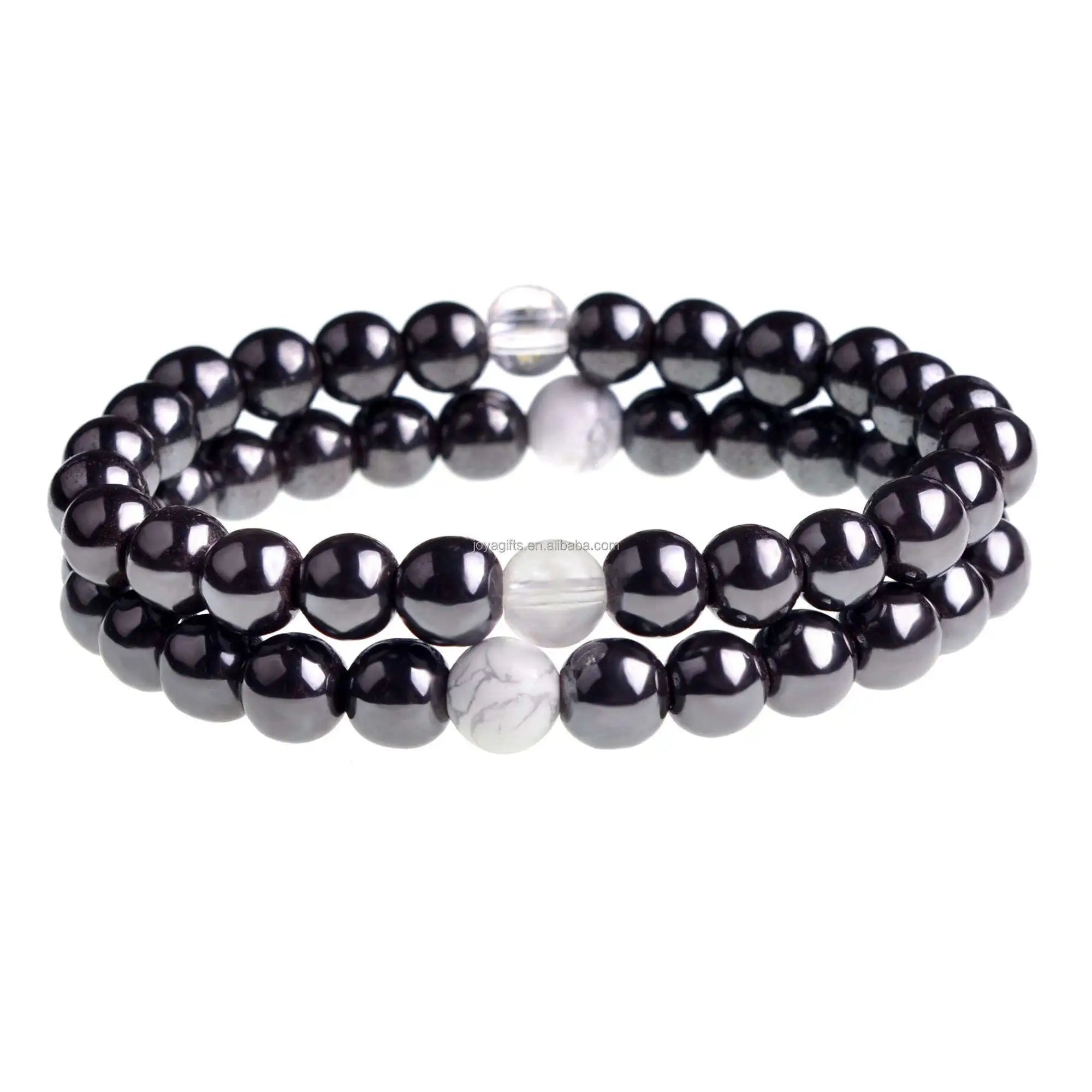 8MM Custom Bracelet Hematite Magnetic Round Bead Bracelet Ring Collar Chakra Women's Health Jewelry