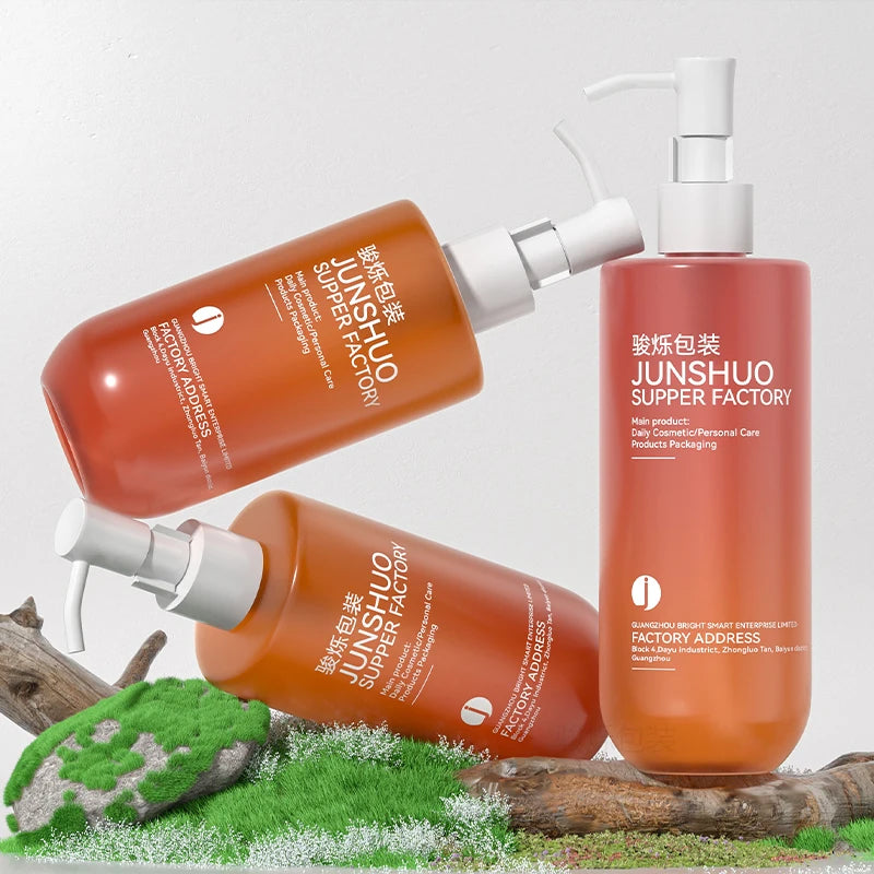 240ml Frosted Body Oil Bottle Haircare Essence Oil Container Translucent Cosmetic Lotion Packaging Bottle with Pump Dispenser