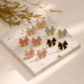Real Non-Allergic 18K Gold PVD Plated Stainless Steel Earrings Waterproof Multi-Color Cold Enamel Small Bow Knot Stud Earrings