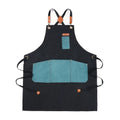 New Design Heavy Duty Thick Canvas Anti Dirty Custom Cross Back Barber Apron Two Tone Canvas Aprons with Multifunction Pockets