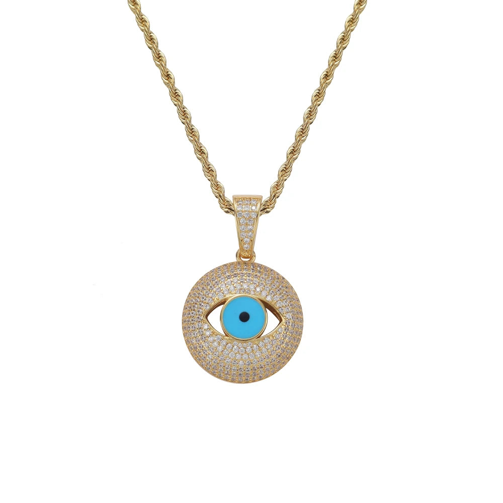 CN389 Bling Bling Brass Setting CZ Hip Hop Necklace Iced Out Jewelry
