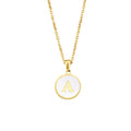 FanYue Hot Sale 18K Real Gold Plated Jewelry Round Shell Circle A-Z 26 Letter Initial Pendant Alphabet Necklace Stainless Steel