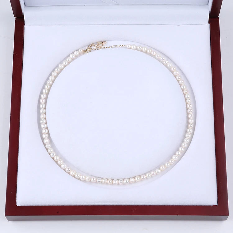 Zhuji Natural White 5-6mm Freshwater Potato Pearl Necklace for Gift Giving