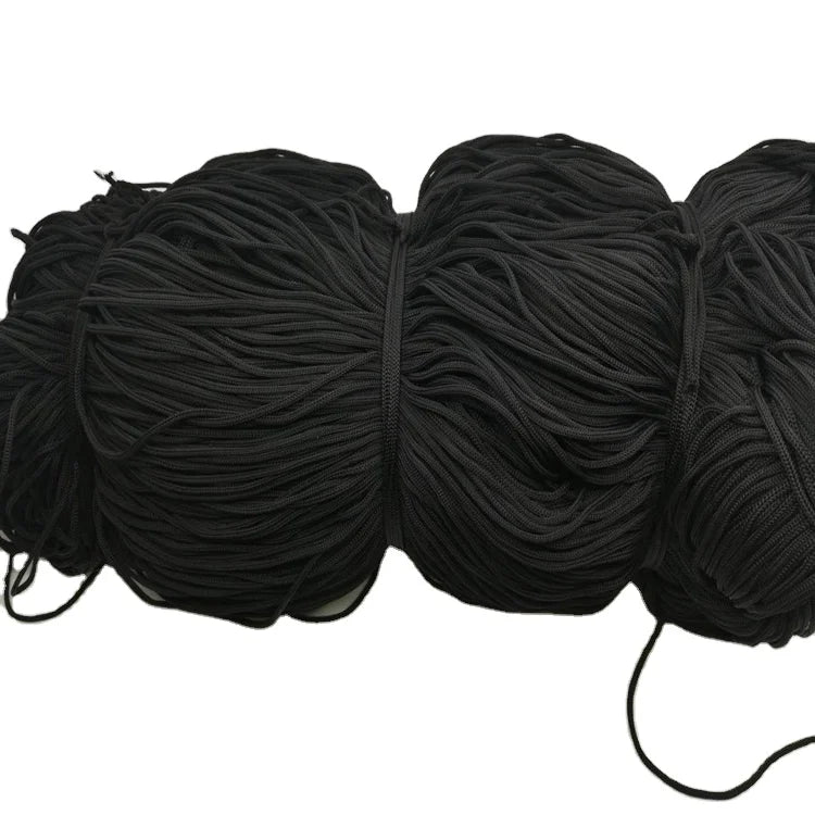 Wholesale Black Drawstring String Cord Rope Crochet Cord 3mm for Bags Pouches
