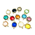 8mm Copper Brass Jewelry Binding Crystal Pendant Charms square Glass Ball Beads Double Hook Ring Pendants for Earrings Making
