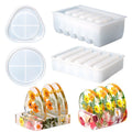 Coaster Plate Epoxy Resin Mold Coaster Holder Storage Box Silicone Tray Mold Home Table Decoration