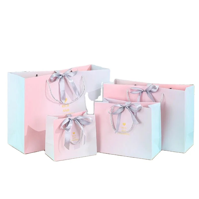 Creatrust String Shopping Jewelry Bottle Logo White Bulk Gift  Window Kraft Paper Thank You Bag for Business Small