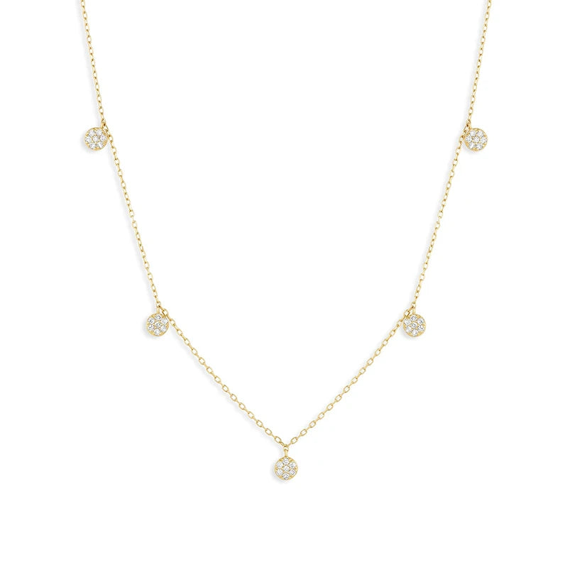 Gemnel Trendy Jewellery  925 Silver Diamond Pave Charm Gold Plated Necklace Women