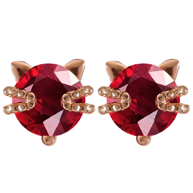925 Sterling Silver Cat Zircon Stud Earrings for Women Wedding Earrings Jewelry 2021