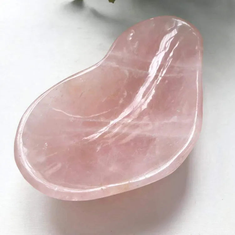 Rose Quartz Crystal Bowl Natural Hand Carved Rose Quartz Crystal Healing Bowl for Decoration