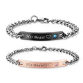 Wholesale Silver Cuban Link Bracelets Bangles Personalized Engraved Beauty Beast Couple Bracelet Jewelry Gifts for Lovers