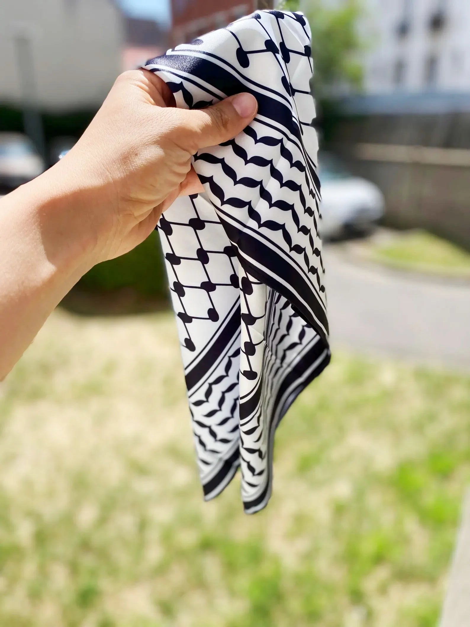 Kuffiyeh Neck Scarf Bandana Silk Screen Printed Durable Cotton Arab Keffiyeh 55x55cm