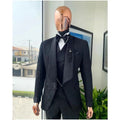 Black Floral Jacquard Mens Suits 3 Pieces Regular Fit Shawl Lapel Tailored Vintage Wedding Groom Dress Tuxedos Costume Homme