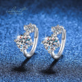 Silver 925 Original Diamond Test Past Total 1 Carat Brilliant Cut D Color Moissanite Wedding Stud Earrings  Women Fine Jewelry