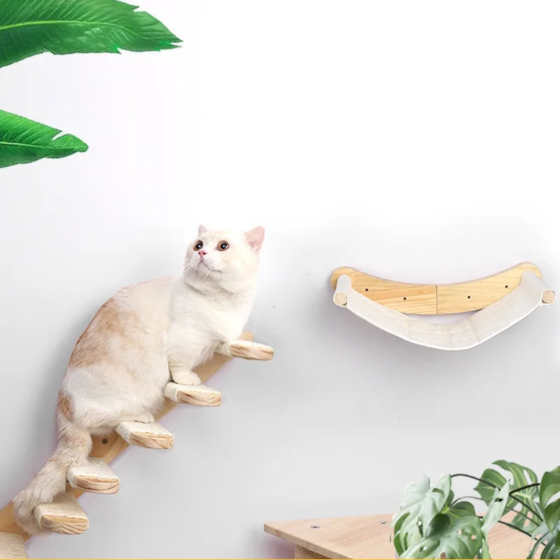 Sisal Rope Cat Hammock Wall Mounted Cat Shelf With Two Steps Wall Shelves and Perches Cat Bed