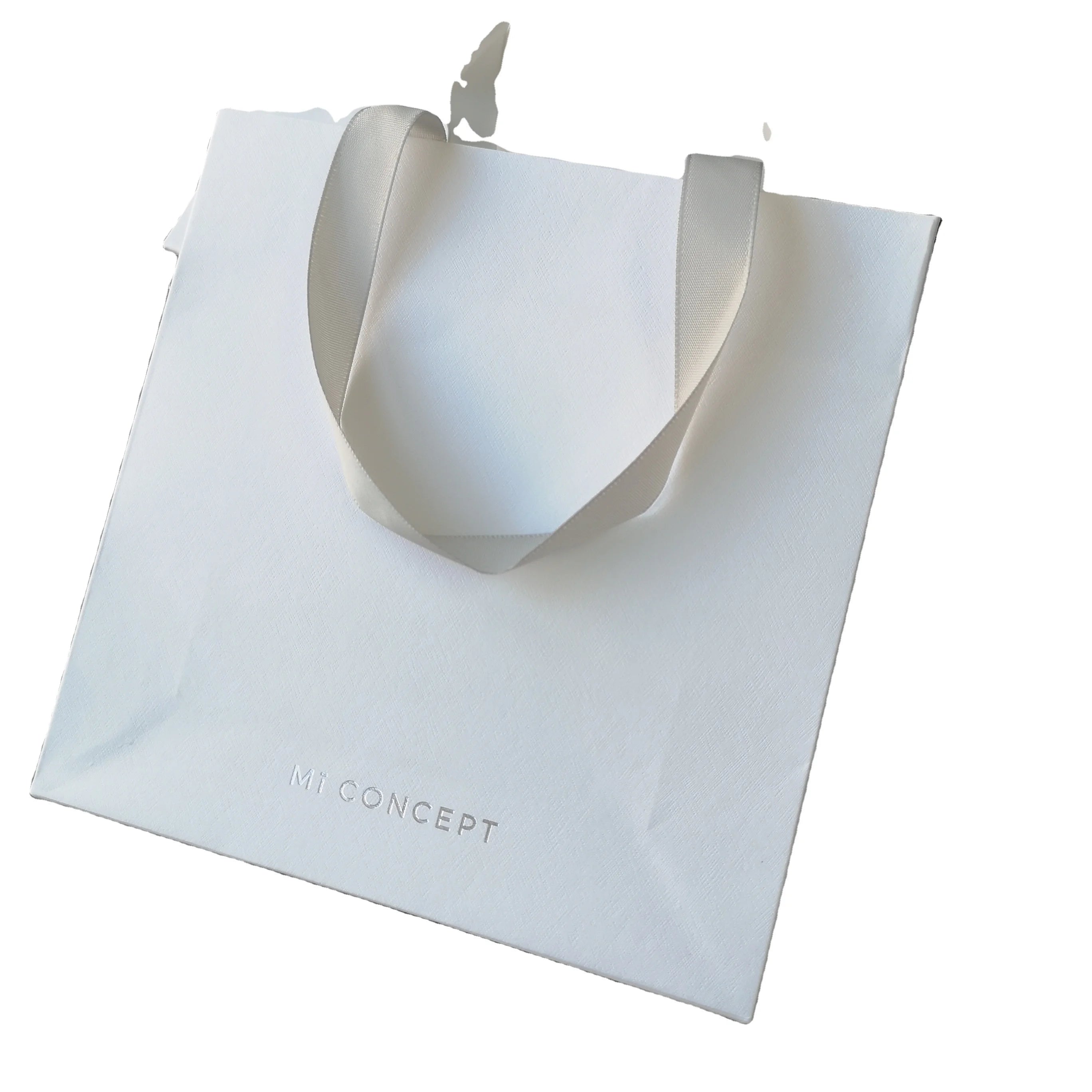 Luxury Custom White Paperboard Shopping Bags Handle Luxury Gift Craft Carrier Bags for Displaying Your Logo Lamination Printing