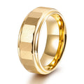 OLAN Fashion Male Jewelry 8mm Gold Plated Hammered Tungsten Carbide Rings for Men Wedding Engagement