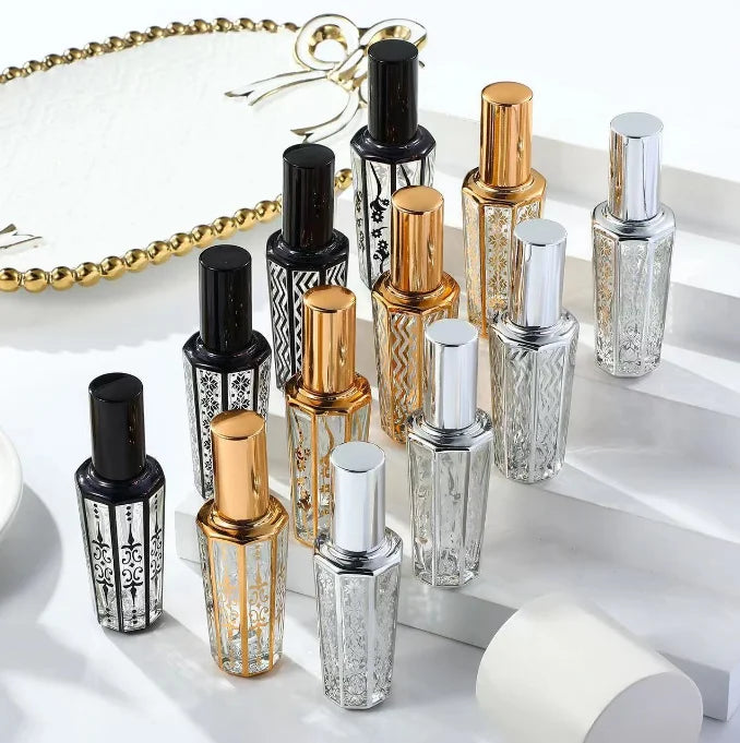 15ml Glass Spray Bottle for Perfume Electroplating Gold Black Sliver Uv Coating Arabic Luxury Bottle Perfume