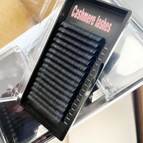 0.03 0.05  Premium Matte Dark Volume Lash Trays Soft Velvet Eyelash Extension Wholesale Private Label Cashmere Lash Extensions