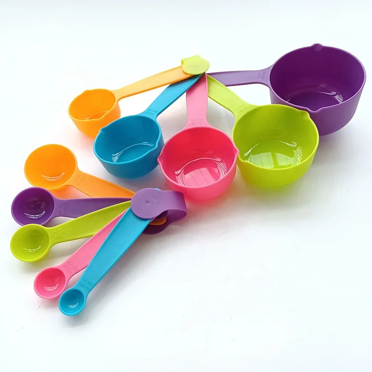 Hot Selling 10-Piece Eco-Friendly PP Plastic Liquid Measuring Cups Spoons Set 250ml/125ml/80ml/60ml Customized Color Home