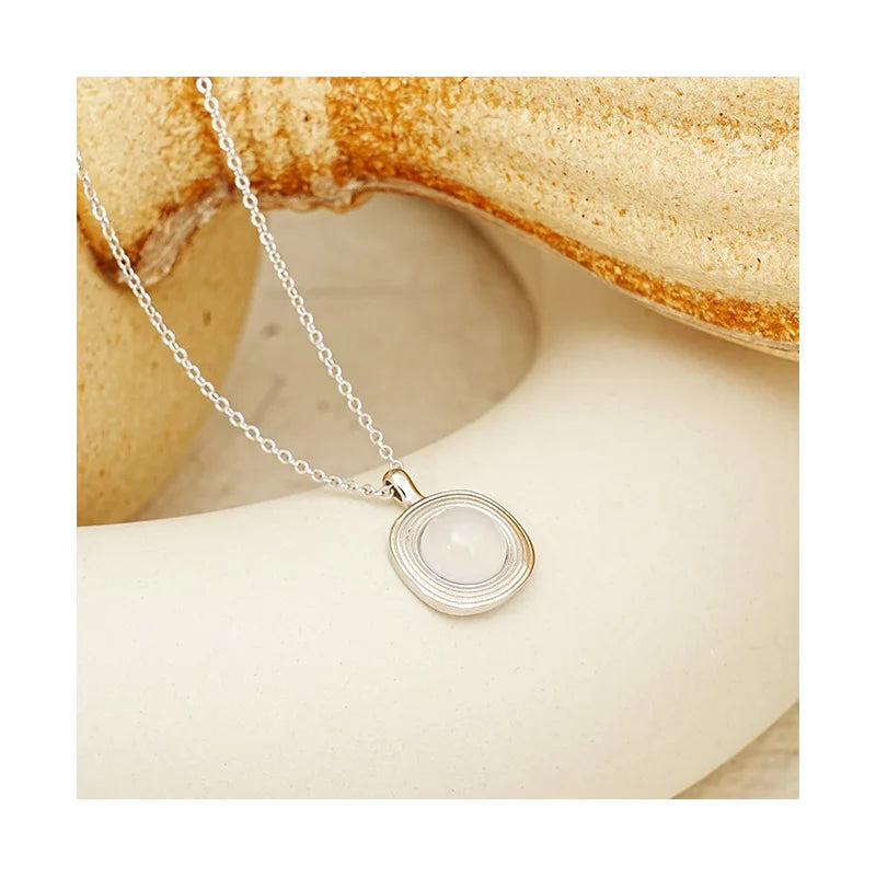 Free Design 925 Sterling Silver Necklace Women's Agate Stone Pendant Necklace Jewelry