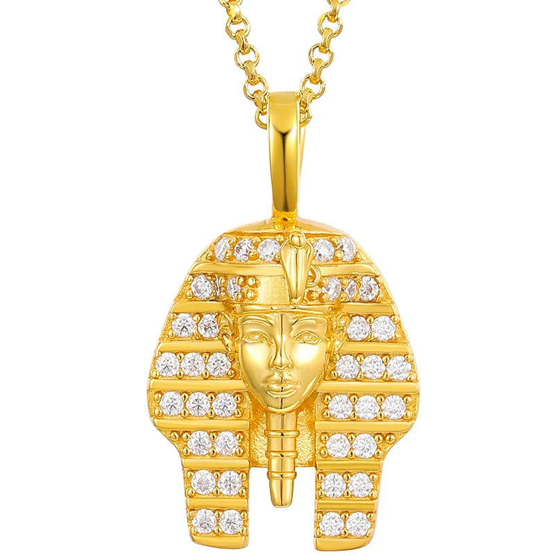 Drop Shipping Full Micro Set VVS Moissanite Pharaoh Pendant Necklace Hip Hop 18k Gold Plated Diamond Pendant