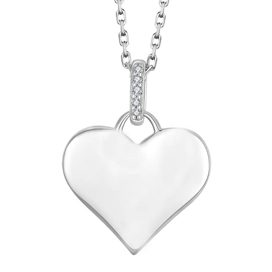 YILUN Custom Engrave Plain Heart Pendant Rhodium Plated Women Luxury Fashion Romantic Love Sterling Silver 925 Heart Pendant