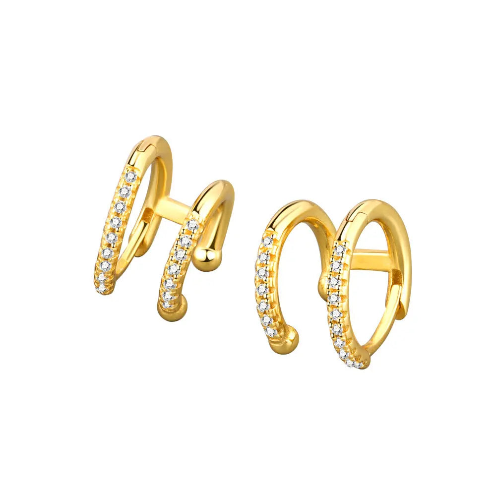 Trendy CZ Zircon Double No Piercing Ear Cuff Earring for Women Wedding Ear Clip Jewelry