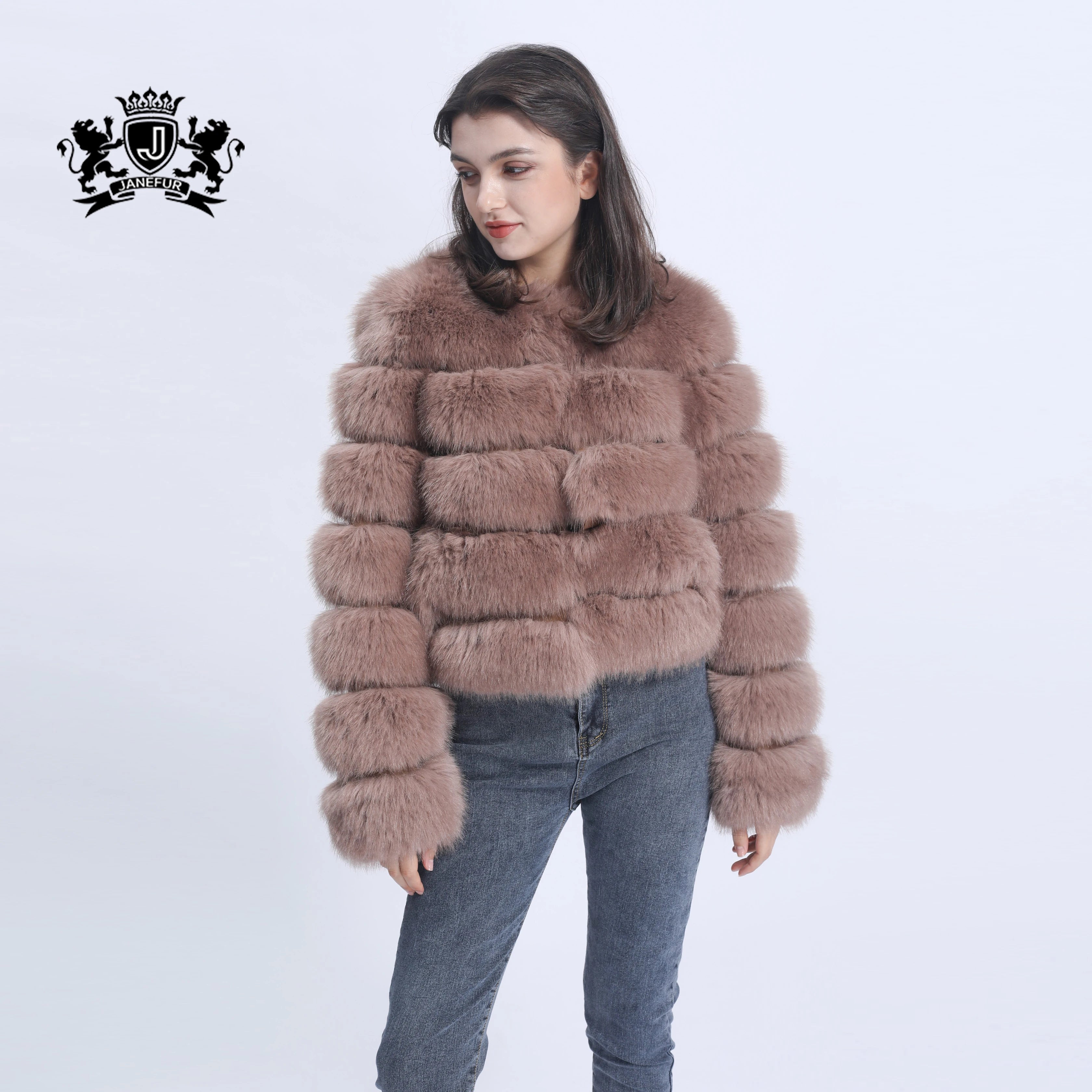 Women Winter Faux Fur Coat Striped Plush Warm Coat with Covered Buttons Soft Faux Fur Jacket for Cold Weather