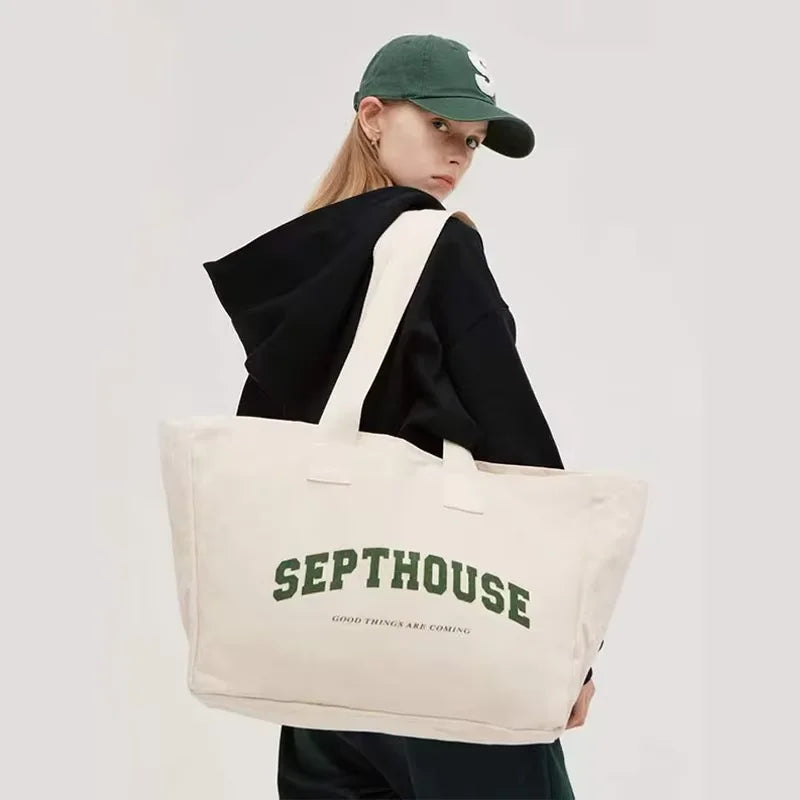 Custom Printed with Zipper Pocket Large Oversized Shoulder Organic Cotton Canvas Tote Shopping Bags