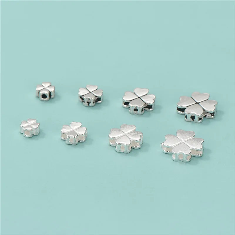 925 Sterling Silver Flower Spacer Bead Heart Jewelry Accessories
