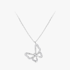 Ailmay Genuine 925 Sterling Silver Charm Elegant Butterfly Animal Clear Zircon Necklace for Women Fashion Statement Fine Jewelry