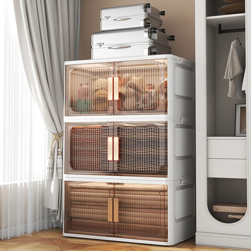 New Arrival Double Door Collapsible Storage Box Organizer Stackable Large Size 65cm Plastic Foldable Storage Box