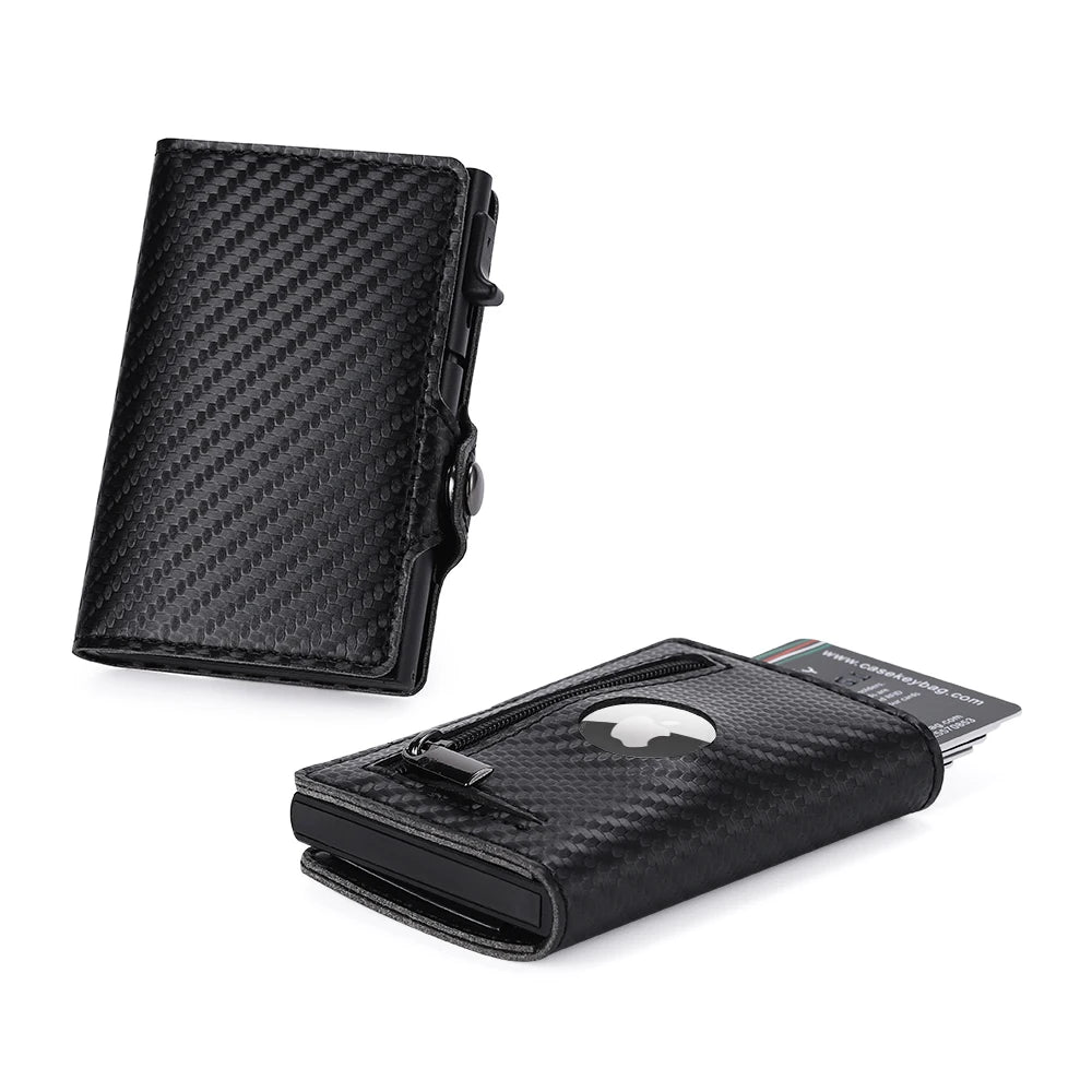 2022 Custom Bifold RFID Blocking Wallet Genuine Leather Slim Minimalist Purse Men's Wallet with air tracker Tag Pocket