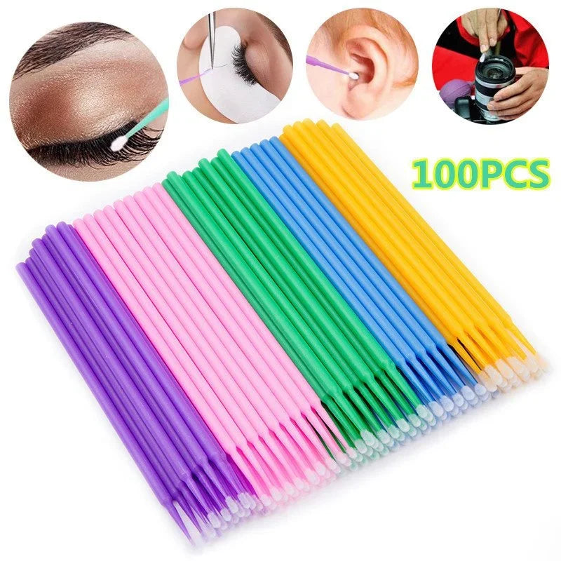 100PCS Disposable Cotton Swab Multi-purpose Eyelash Extension Mascara Applicator Removing Lash Micro Brush Tool JMS Brand Made