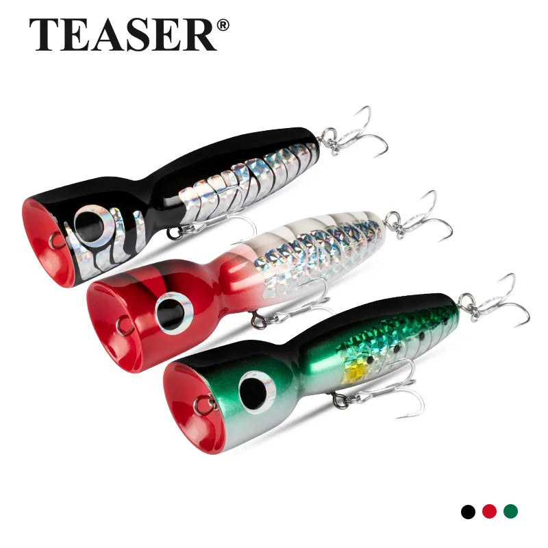 WD126 Sea Saltwater Popper Lure Floating Artificial Bait Popper Fishing Wooden Popper Trolling Lures