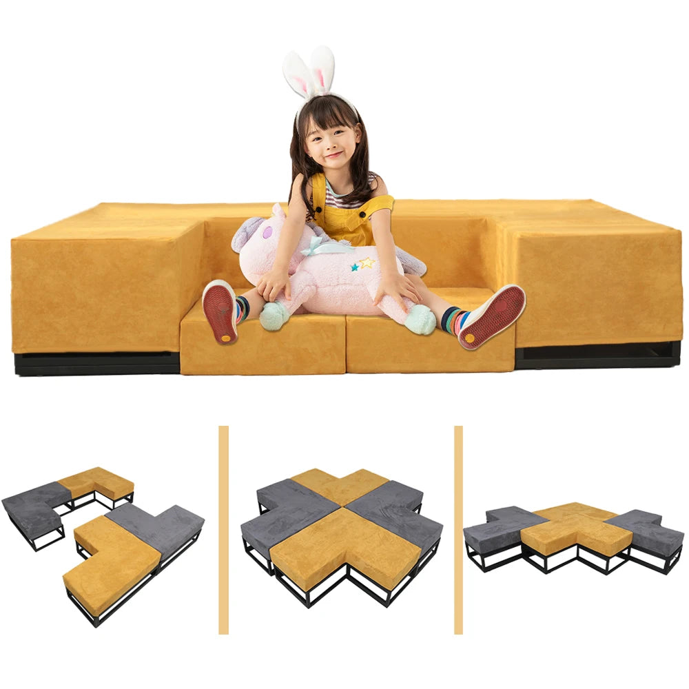 OEM Indoor Kids Couch Crawling and Sliding Foam Blocks Kids Play Sofa Children Sleeping Sofa Bed for Living Room