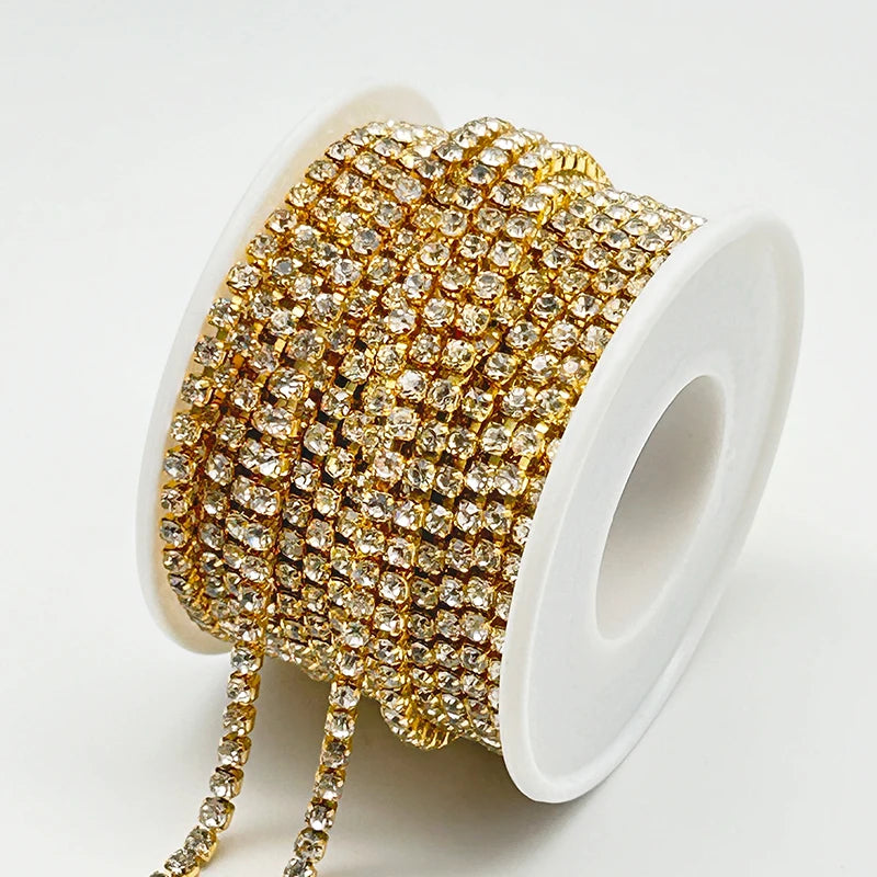 Factory Wholesale Gold Crystal Diamond Tassel Waist Chain Bling Rhinestone Sew-On Trim for Shoes & Boots Decoration