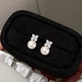 Four Leaf Clover Stud Earrings 8-9mm Natural High Quality Freshwater Pearls Rhodium Plated Anniversary Girls